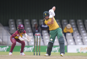 Tazmin Brits of South Africa during the Women's T20I Tri-Series match between South Africa and West Indies at Buffalo Park on January 25, 2023 in East London, South Africa. (Photo by Michael SheehanGallo Images)